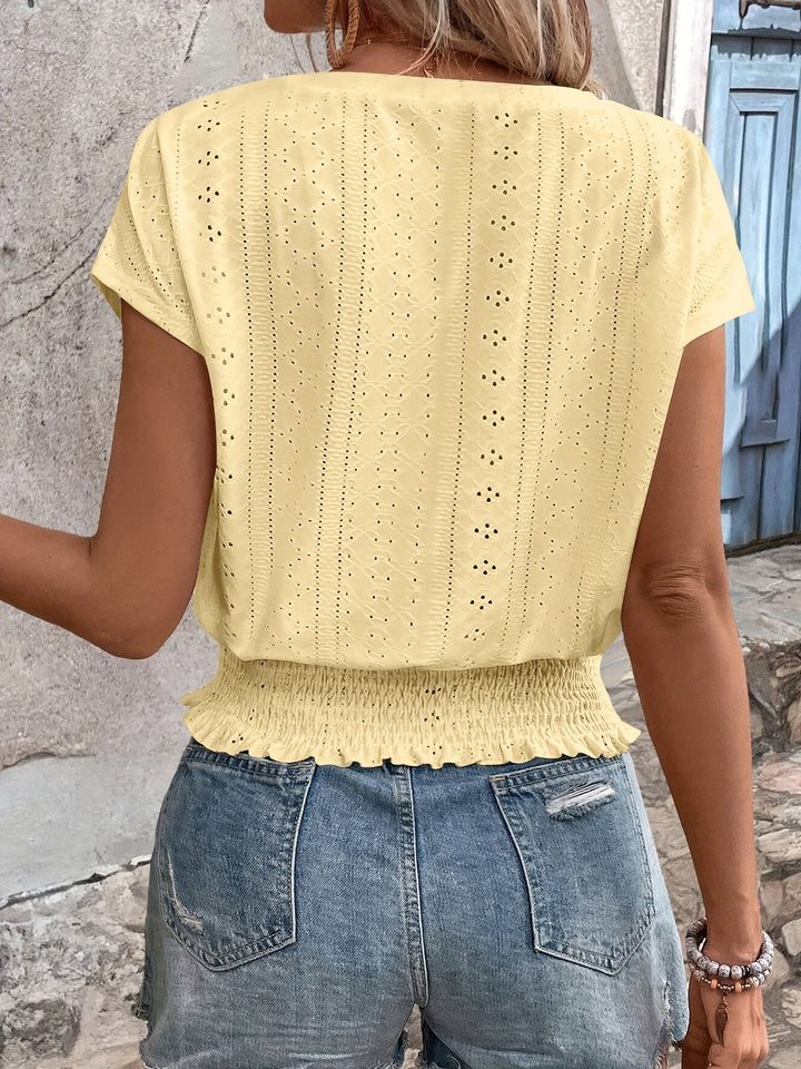 Delores - Elegant V-Neck Batwing T-Shirt