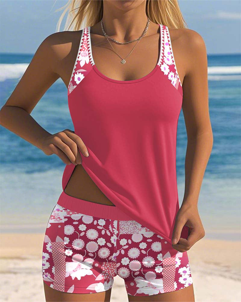 Maritta - Linen Printed Swimsuit