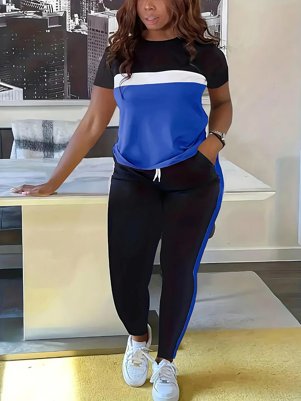 Fotini - Summer Fashionable Contrasting Colorful Casual Sporty Suit
