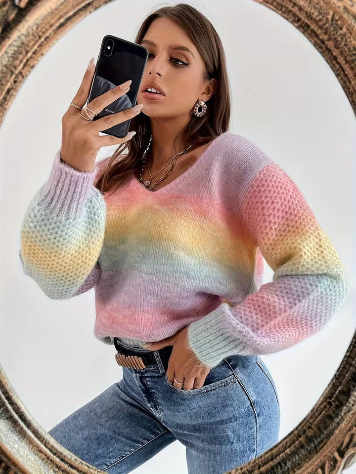 Orianena - Knitted Sweater With Gradient Colors
