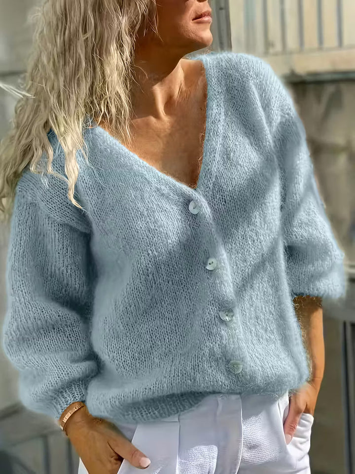 Hozanna - Long Sleeve Knitted Sweater With Button
