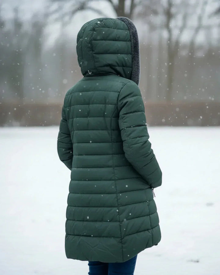 Samianea - Long Hooded Puffer Coat With Pockets
