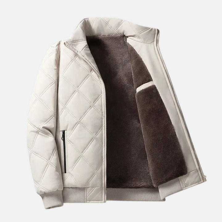 Grisson - Diamond Pattern Jacket with Stand-Up Collar