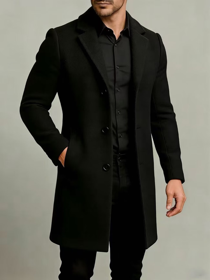 Adelilenna - Button Up Long Sleeve Lapel Coat