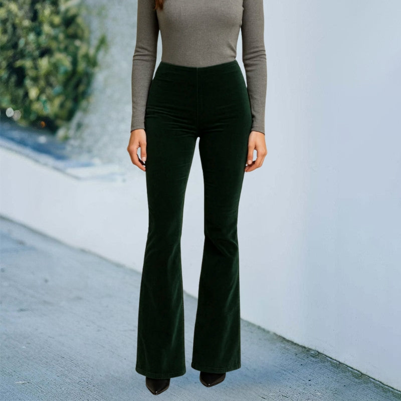 Udilia - High Waist Corduroy Flare Pants