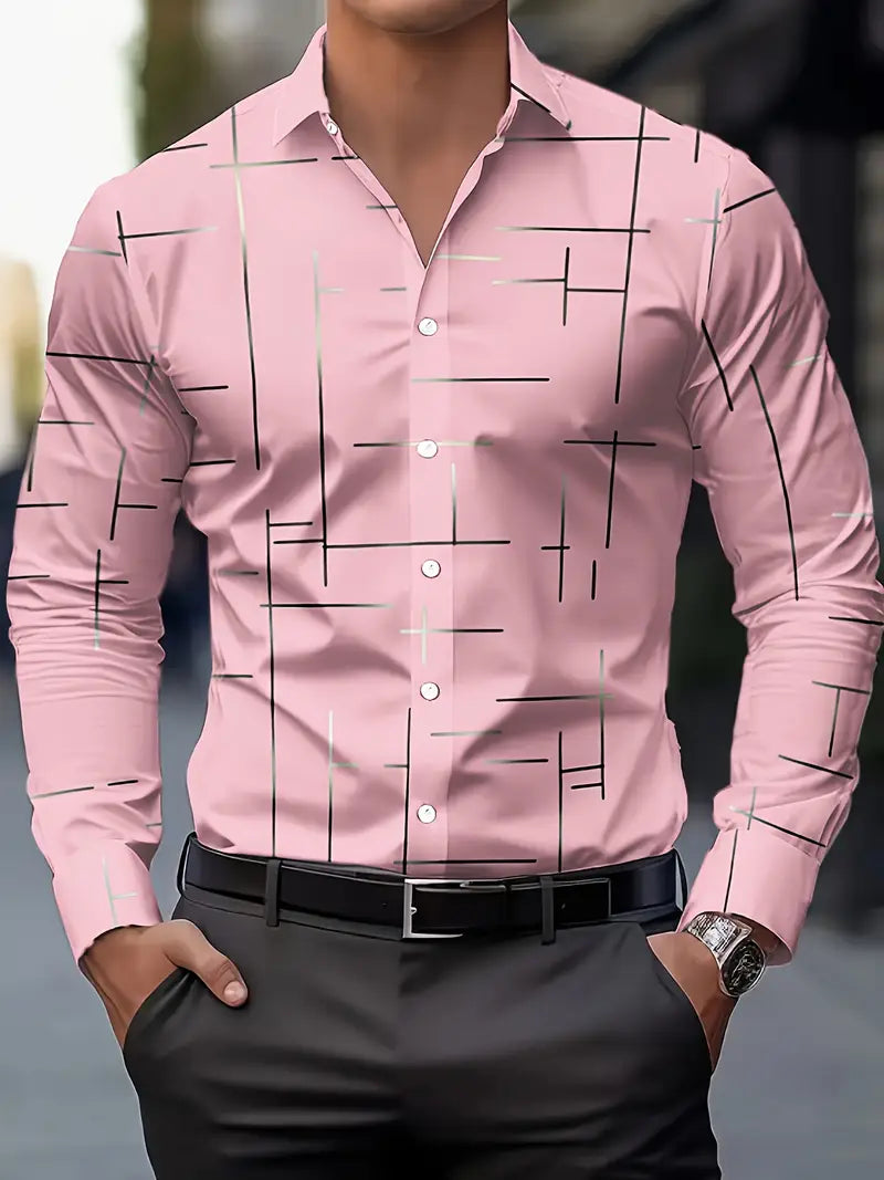 Nerio - Geometric Print Long Sleeve Shirt