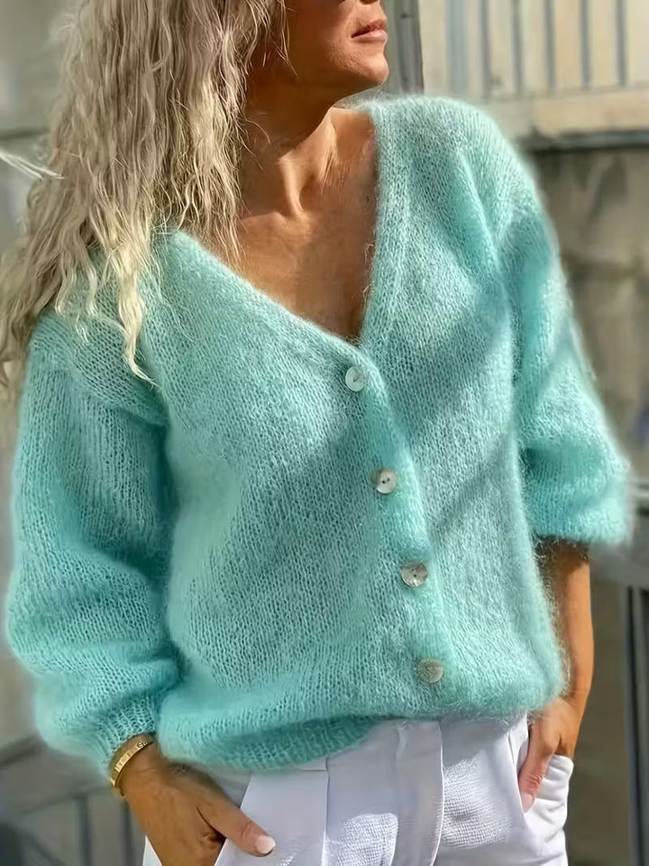 Hozanna - Long Sleeve Knitted Sweater With Button