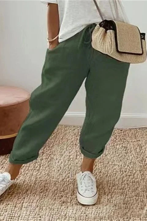 Yaron - Slanted Pocket and Drawstring Waistband Pants
