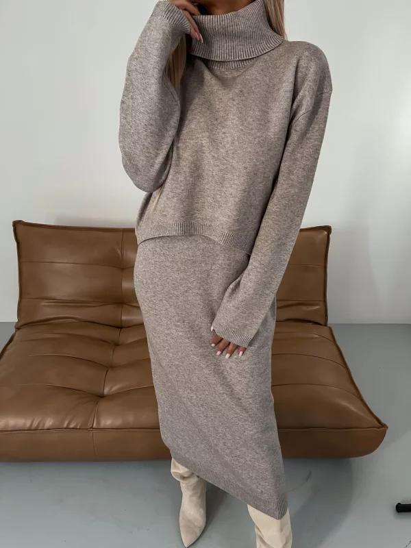 Kathleen - Turtleneck Two-Piece Winter Knitted Set