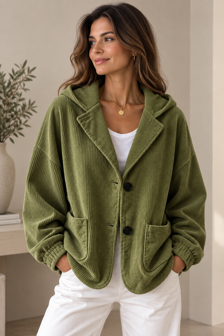 Camilessa - Oversized Corduroy Hooded Jacket