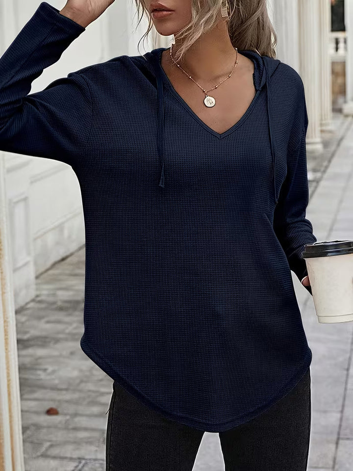 Heydi - Long Sleeve Curved Hem Hooded Sweatshirt