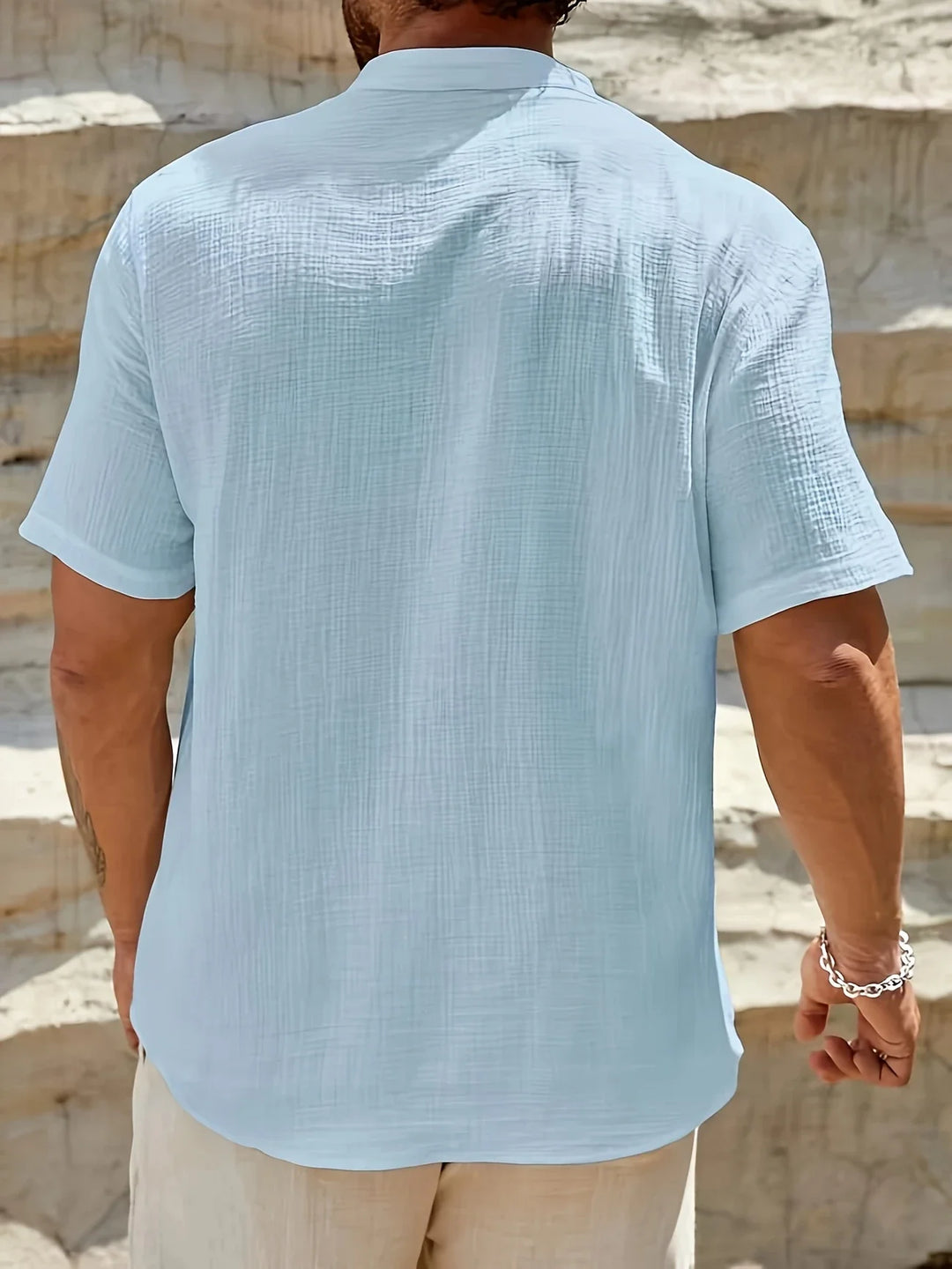 Sancho - Elegant Summer Shirt With Stand Collar