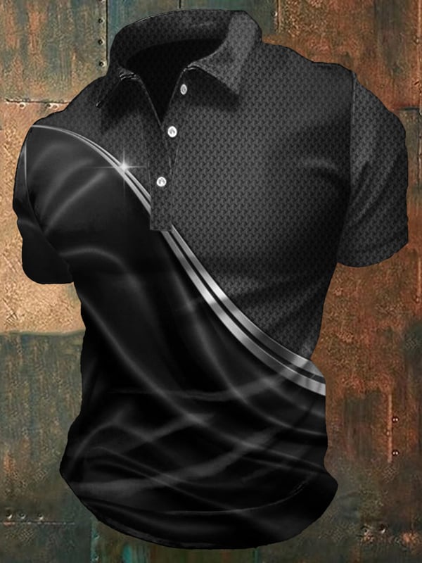 Casual Short Sleeved Polo Shirt In Business Style With Color Gradient For Men