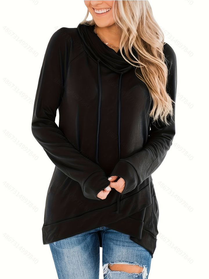 Renaia - Turtleneck Long Sleeve Hooded Sweater
