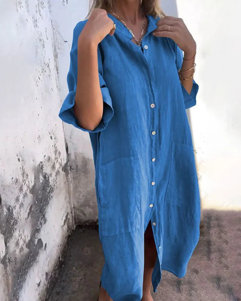 Aguilera - Stylish Shirt Dress With Button
