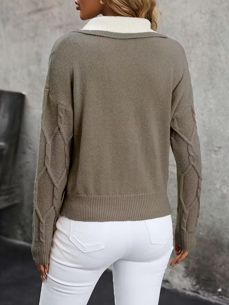 Mahalia - Cable Knit Collared Sweater