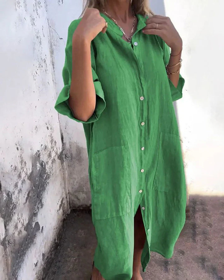 Aguilera - Stylish Shirt Dress With Button