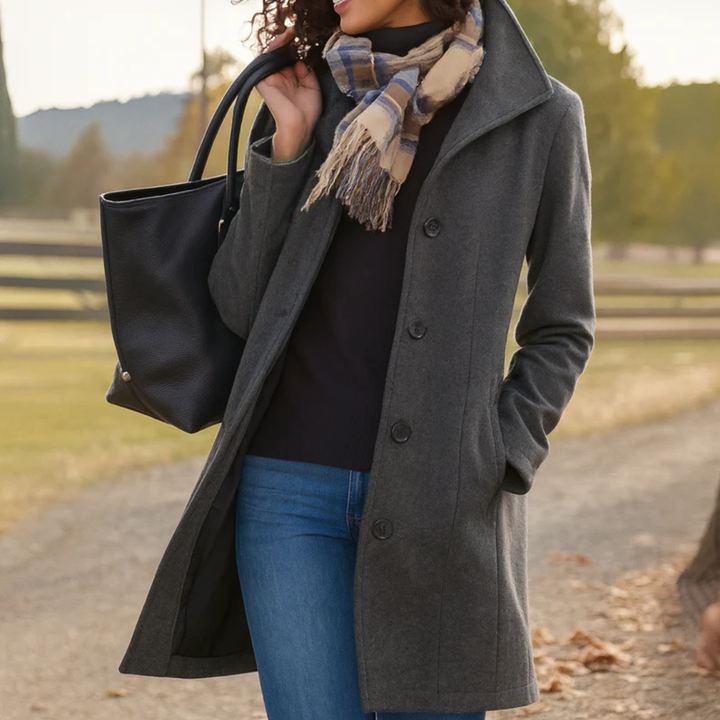 Zoraine - Long Sleeve Coat With Pockets