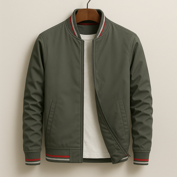 Gleb - Stylish Bomber Jacket with Stripe Details