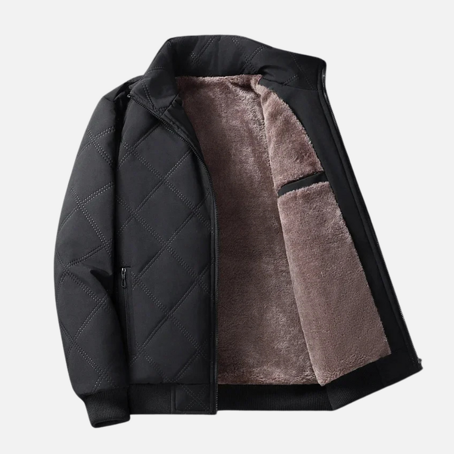 Grisson - Diamond Pattern Jacket with Stand-Up Collar