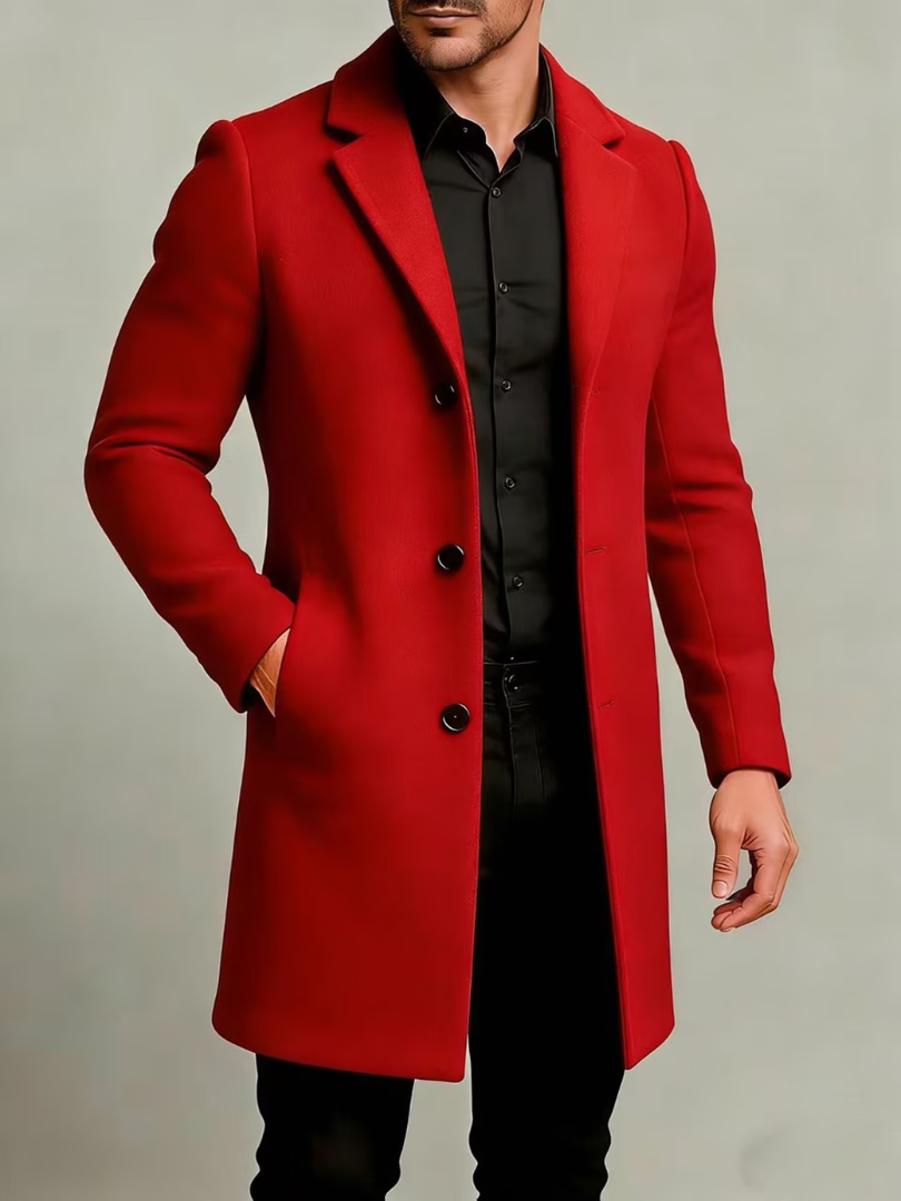 Adelilenna - Button Up Long Sleeve Lapel Coat