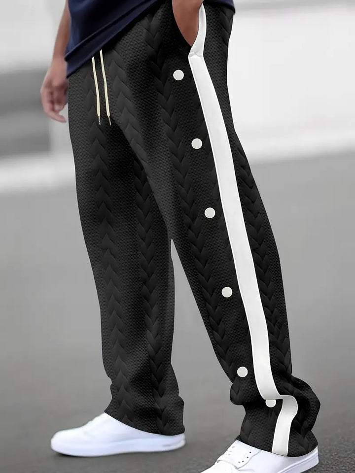 Jonass - Knitted Wide-Leg Trousers with Side Buttons