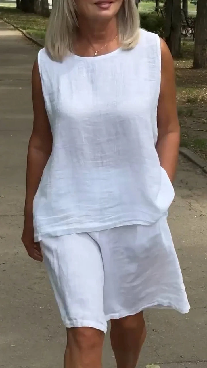 Jileana - Breathable Sleeveless Blouse And Baggy Shorts