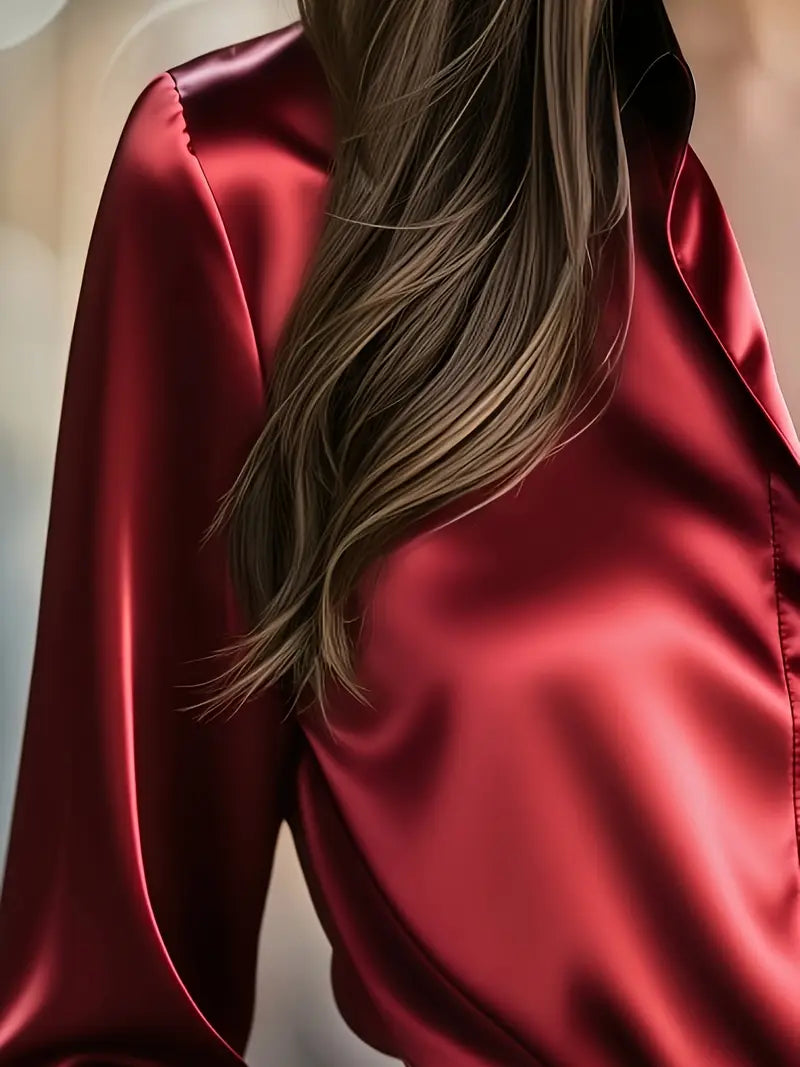 Zillah - Elegant Commuter Contrast Satin Shirt