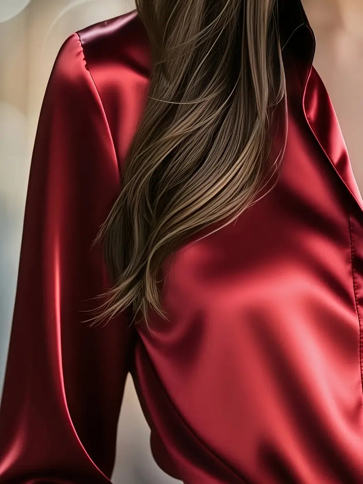 Zillah - Elegant Commuter Contrast Satin Shirt