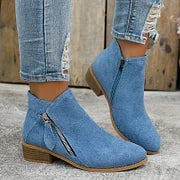 Farah - Orthopedic Leather Ankle Boots With Zipper