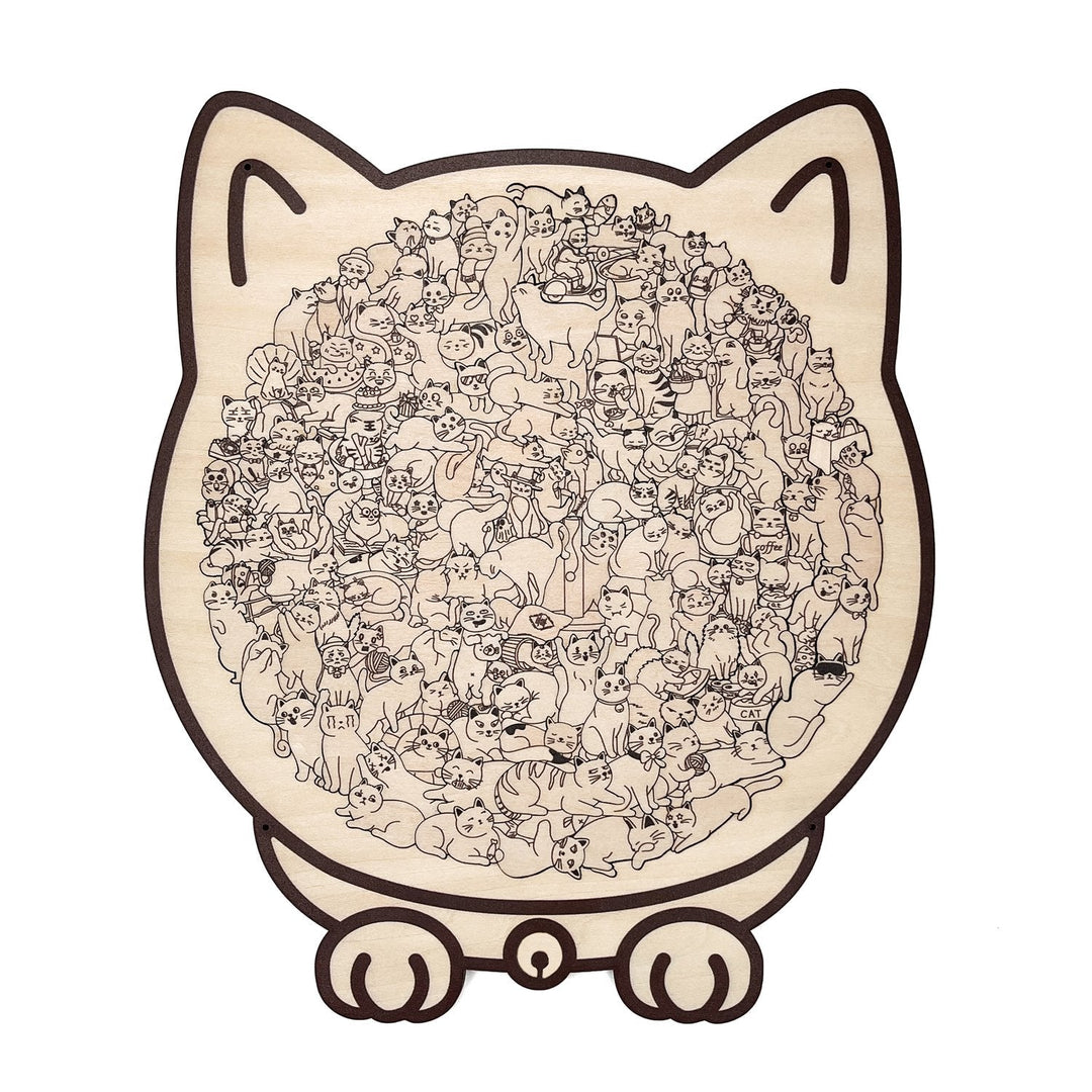 KittyCluster - 135-Piece Wooden Cat Shape Puzzle