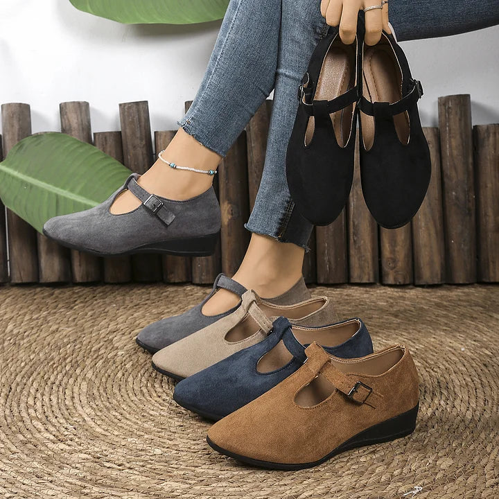 Nannie - Comfortable Orthopedic Moccasins With Buckle