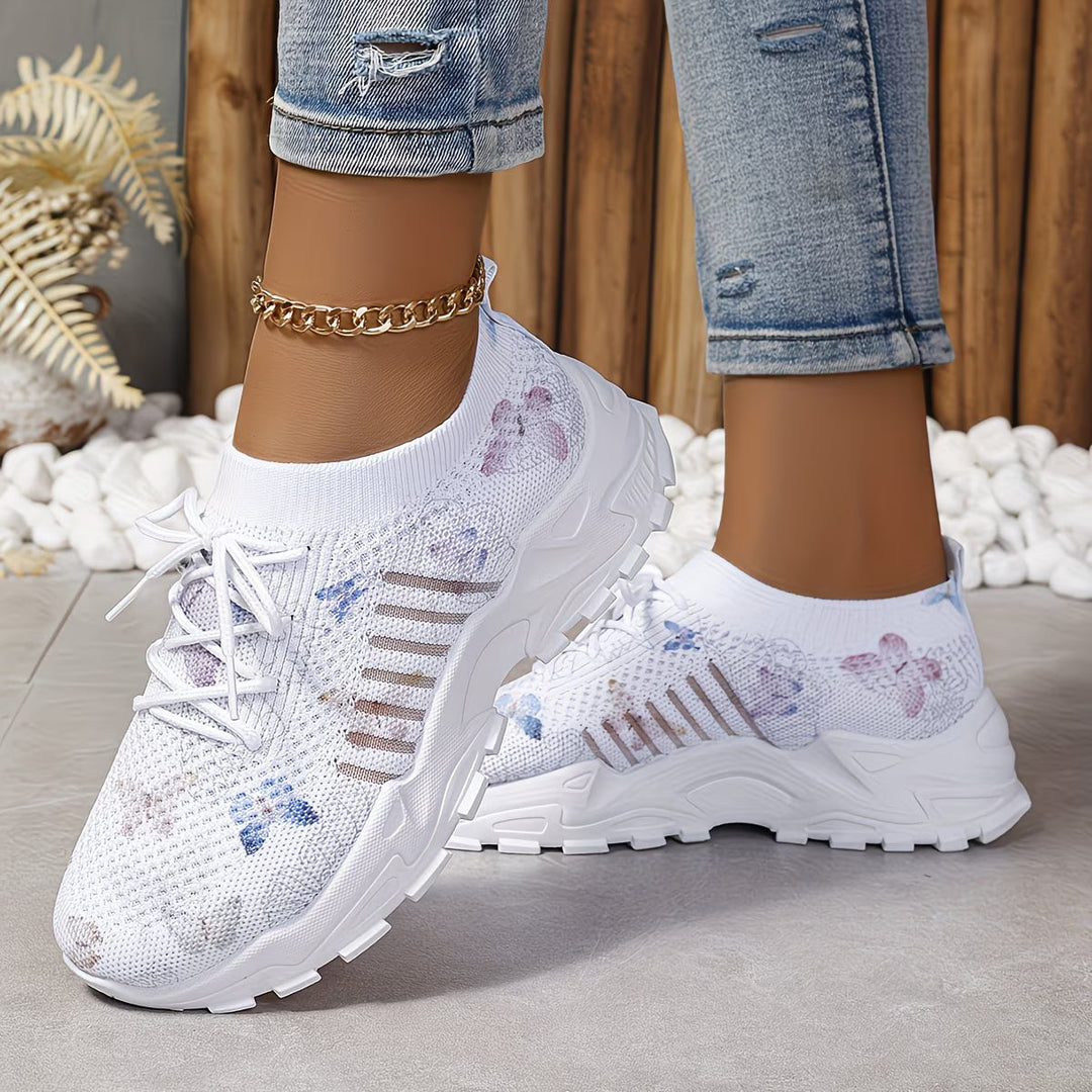 Destinee - Butterfly Print Lace-Up Sneaker