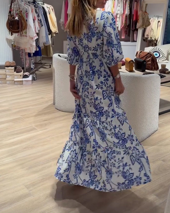 Lyssia - Elegant Long Dress With Floral Pattern