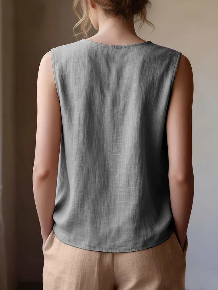 Safiya - Sleeveless Ruffle Neck Blouse