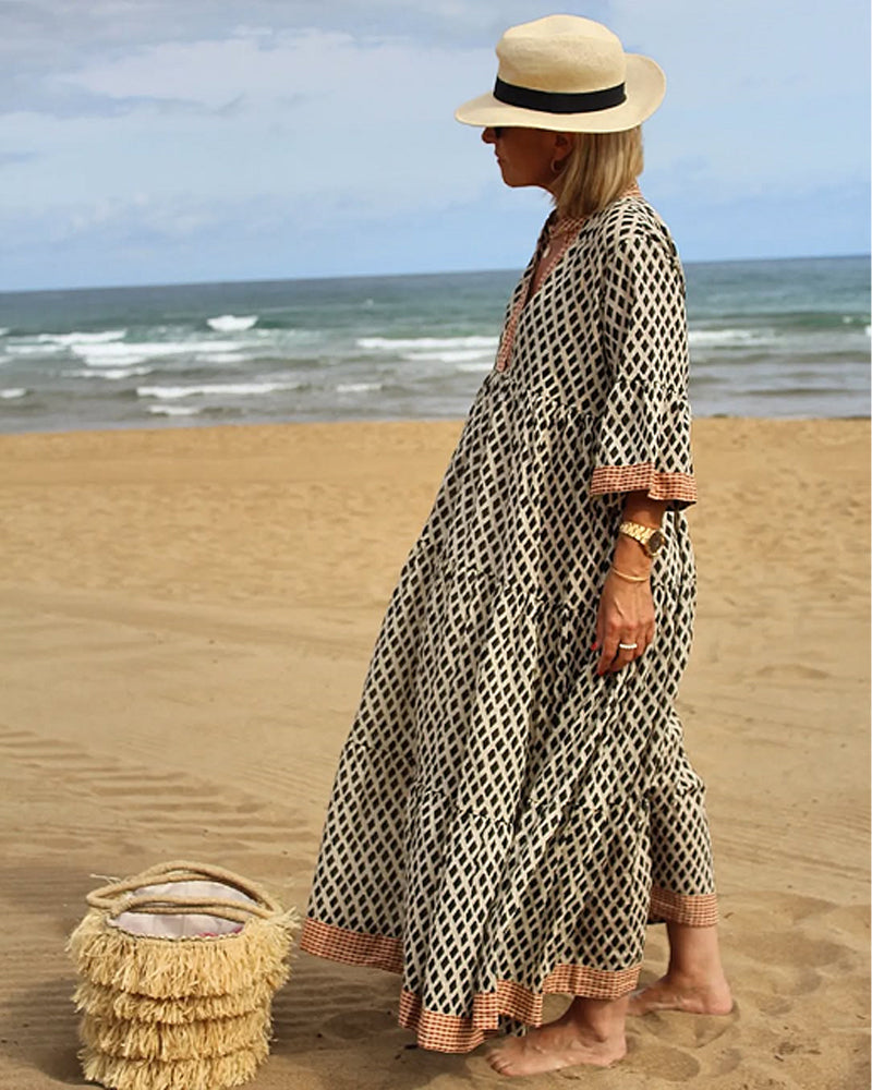 Relesha - Loose Fit Diamond Pattern Dress