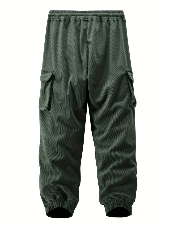 Genevieve - Corduroy Jogger Pants With Drawstring Waist