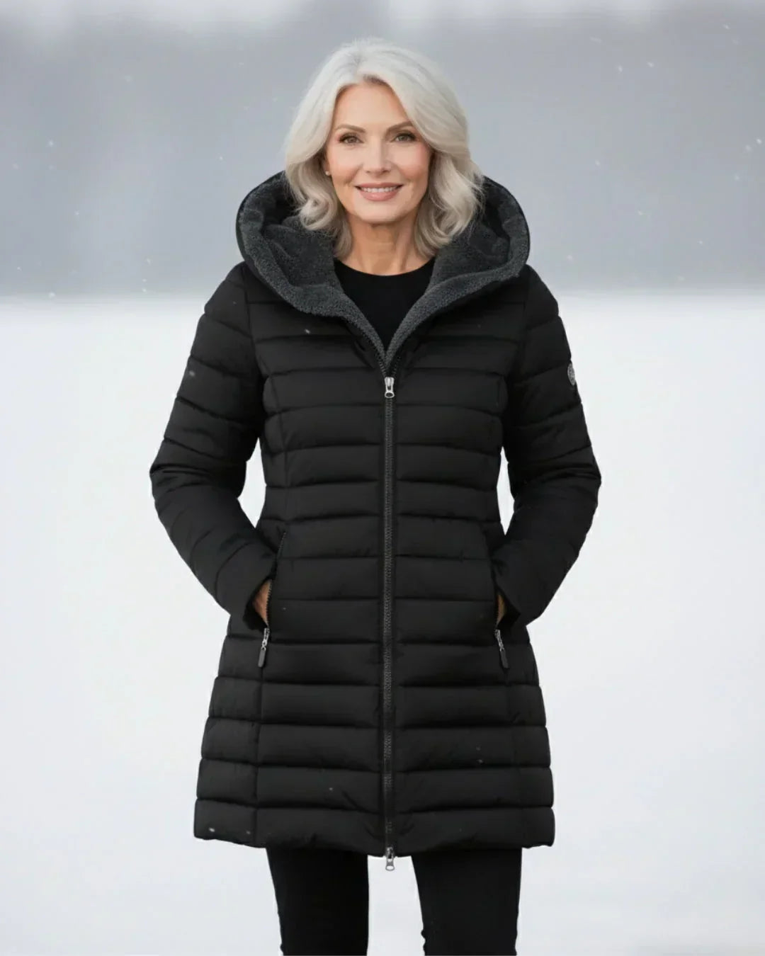 Samianea - Long Hooded Puffer Coat With Pockets