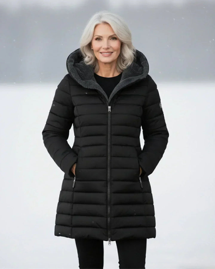 Samianea - Long Hooded Puffer Coat With Pockets