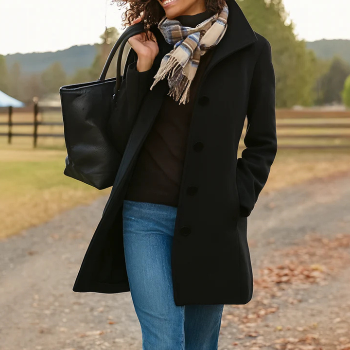 Zoraine - Long Sleeve Coat With Pockets