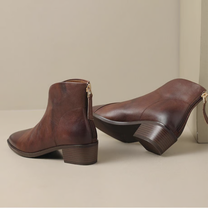 Zabrina - Leather Pointed Toe Ankle Boots