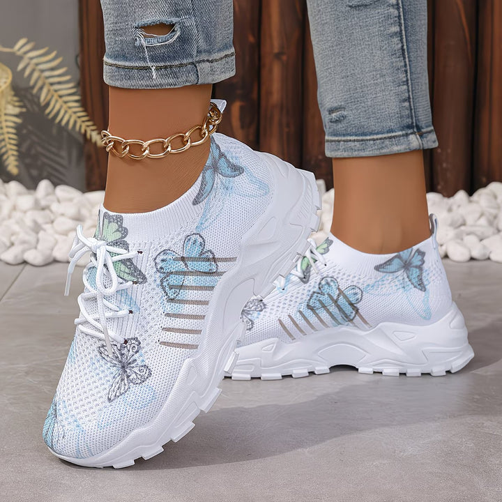 Destinee - Butterfly Print Lace-Up Sneaker