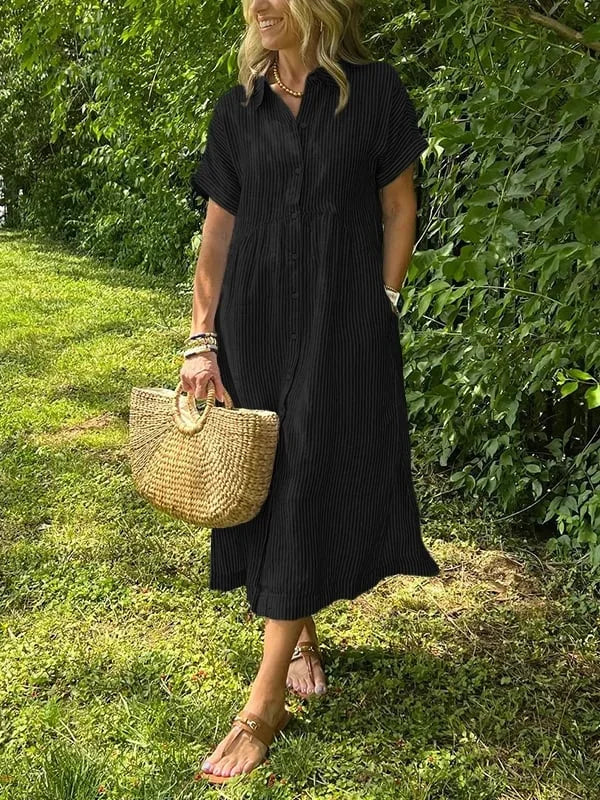 Samara - Stylish Striped Shirt Dress