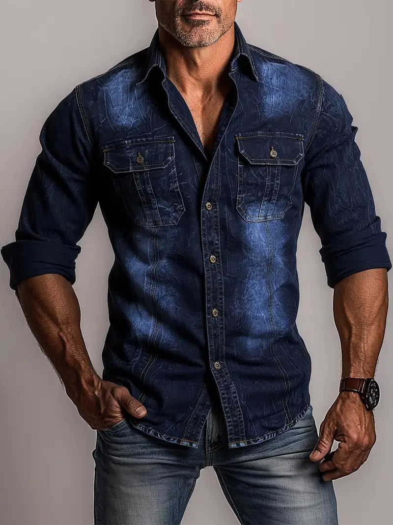 Angelo - Denim Shirt with Front Button Pockets