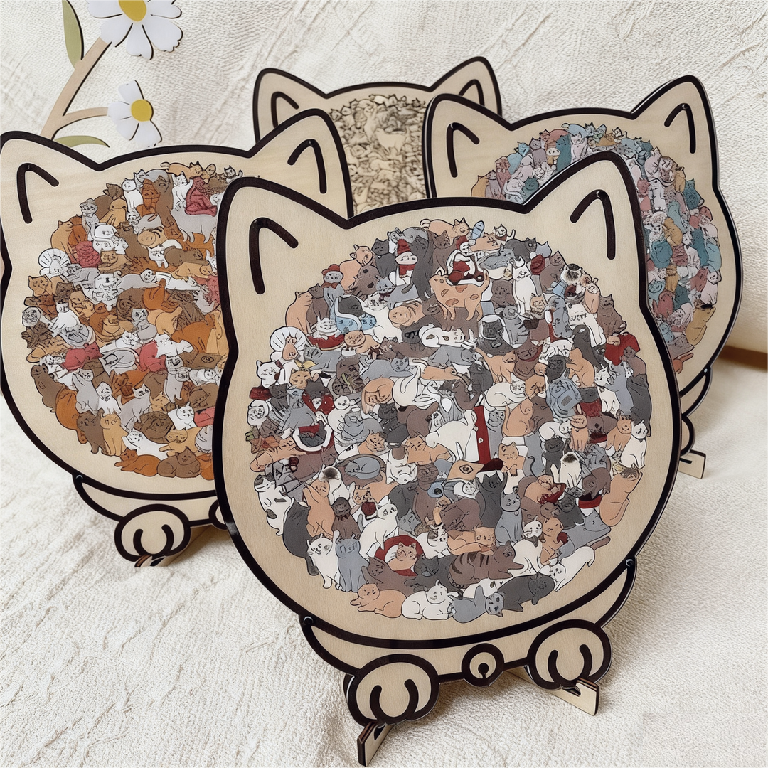 KittyCluster - 135-Piece Wooden Cat Shape Puzzle