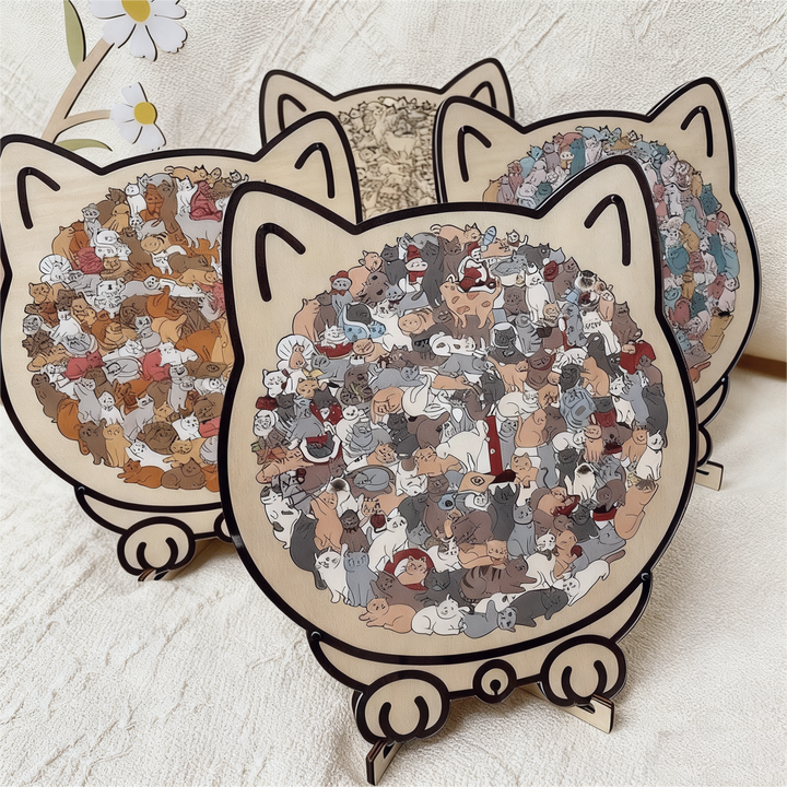 KittyCluster - 135-Piece Wooden Cat Shape Puzzle