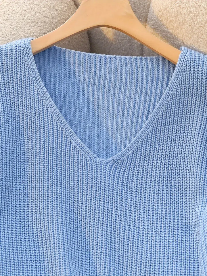 Carlotta - Elegant Long Sleeve Ribbed Sweater