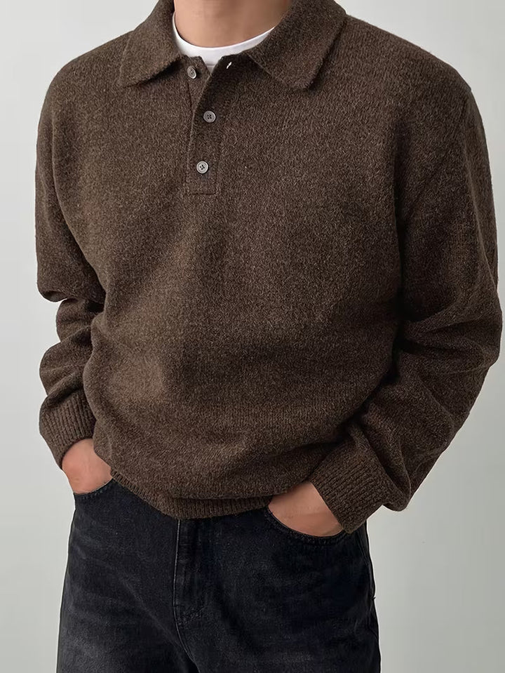 Pascmund - Long Sleeve Button Up Knit Sweater