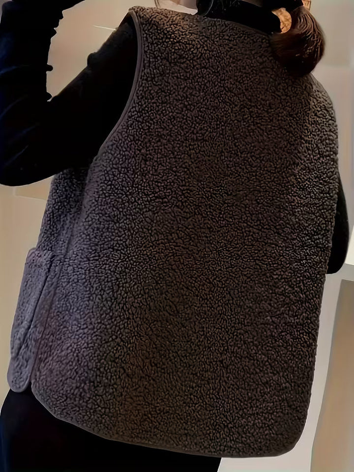 Laviis - Plush Fleece Vest With Pockets