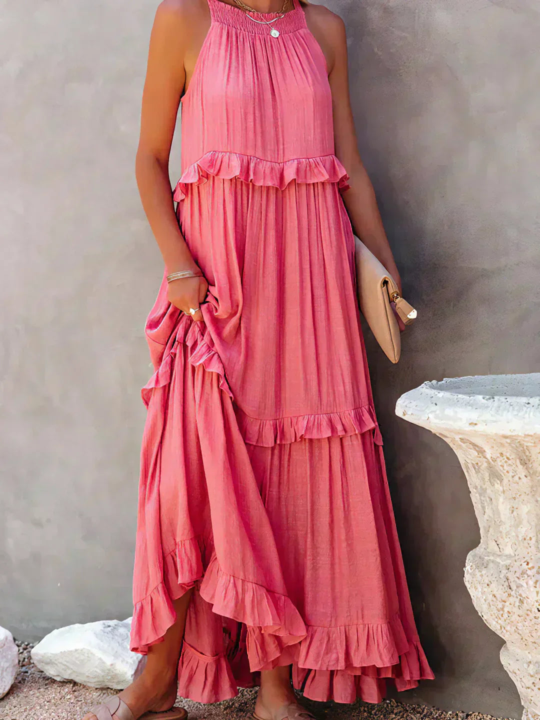 Hayley - Elegent Sleeveless Dress With Ruffle